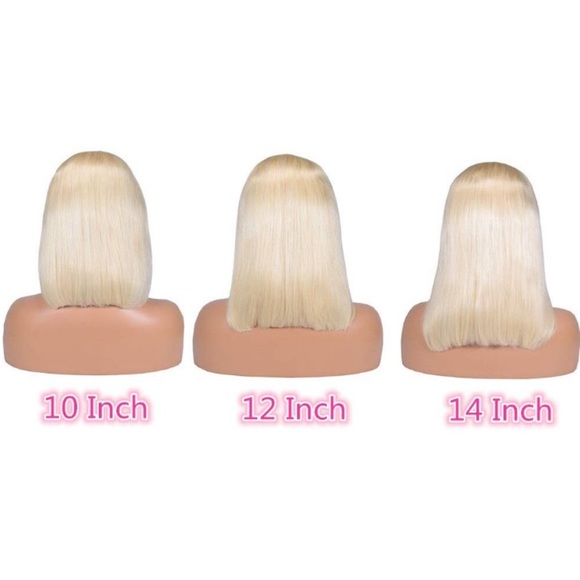10” 613 PLATINUM BLONDE HUMAN LACE-FRONT BOB WIG